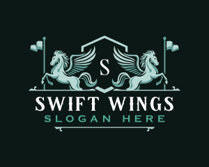 Pegasus Wing Shield logo design