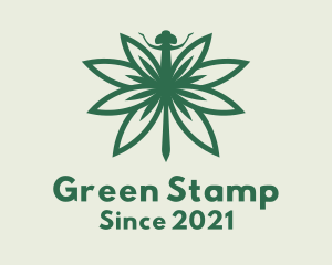 Green Cannabis Dragonfly logo design