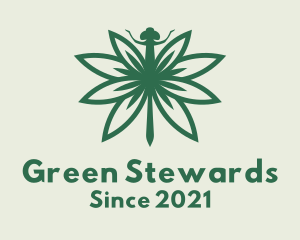 Green Cannabis Dragonfly logo design