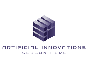 Artificial Intelligence Cube Software logo design