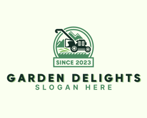 Grass Yard Lawn Mower logo design