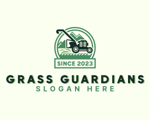 Grass Yard Lawn Mower logo design