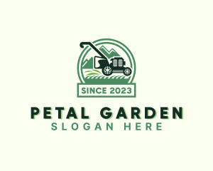 Grass Yard Lawn Mower logo design