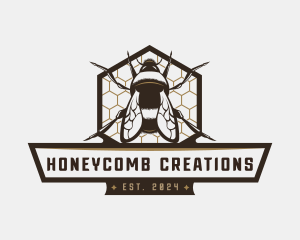 Honeycomb Bee Insect logo design