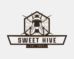 Honeycomb Bee Insect logo design