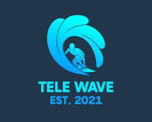 Gradient Wave Surfer  logo design