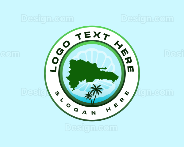 Dominican Island Map Logo