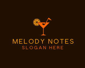 Music Note Cocktail  logo design