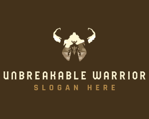 Viking Warrior Silhouette logo design