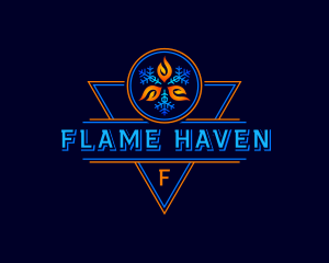 Snowflake Flame Ventilation logo design