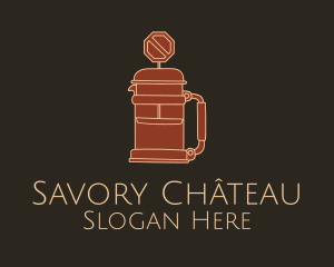 French Press Road Sign logo design