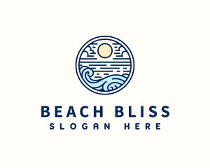 Beach Sunset Waves logo design