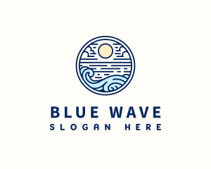 Beach Sunset Waves logo design