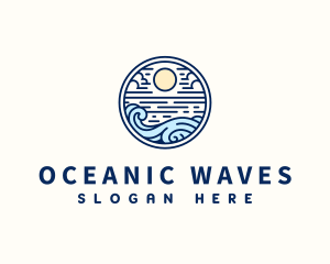 Beach Sunset Waves logo design