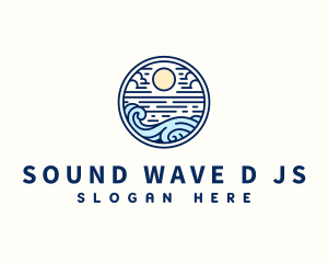 Beach Sunset Waves logo design