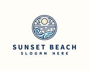 Beach Sunset Waves logo design