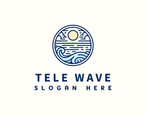 Beach Sunset Waves logo design