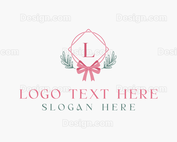 Ribbon Leaf Ornament Logo