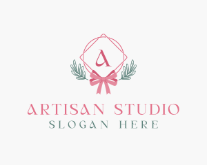 Ribbon Leaf Ornament logo design