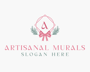 Ribbon Leaf Ornament logo design