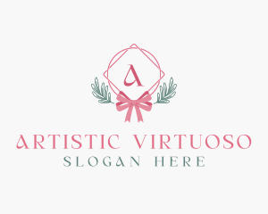 Ribbon Leaf Ornament logo design