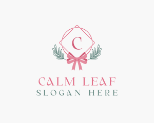 Ribbon Leaf Ornament logo design