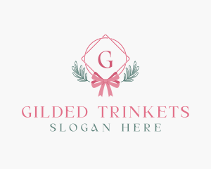 Ribbon Leaf Ornament logo design