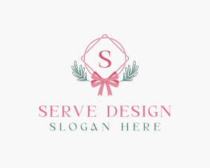 Ribbon Leaf Ornament logo design