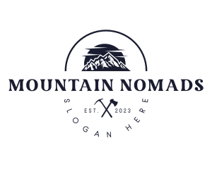 Mountain Pickaxe Hiking logo design