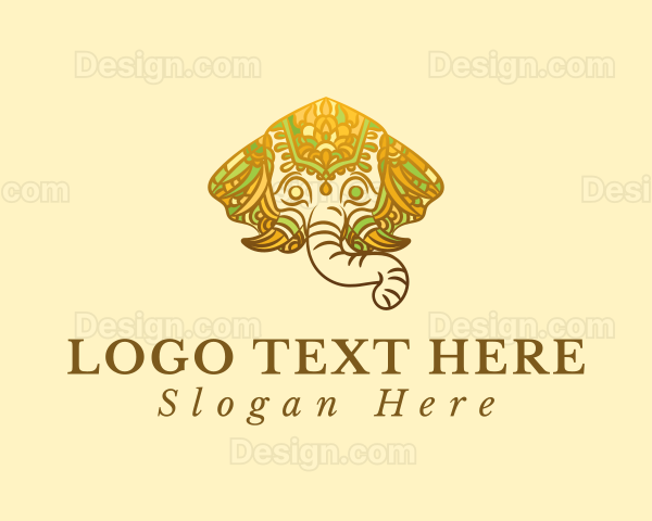 Ornate Elephant Mandala Logo