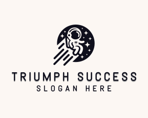 Moon Human Astronaut  logo design