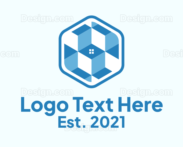 Geometric Blue House Logo