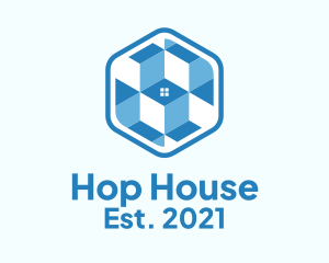 Geometric Blue House logo design