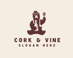 Drinking Bear Wine logo design