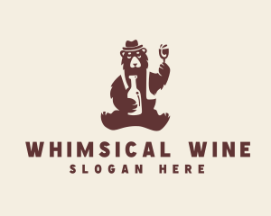 Drinking Bear Wine logo design