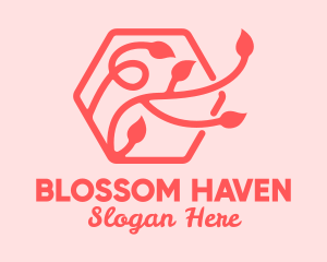 Pink Hexagon Plant Leaves logo