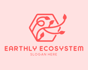 Pink Hexagon Plant Leaves logo
