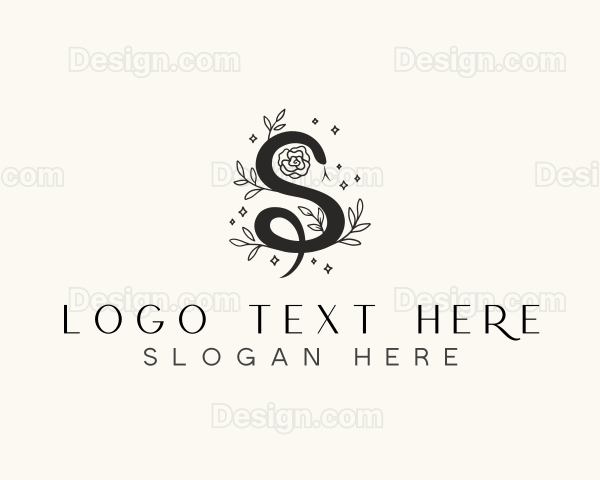 Floral Leaf Snake Letter S Logo