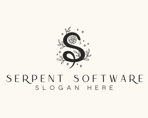 Floral Leaf Snake Letter S logo design