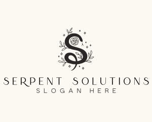 Floral Leaf Snake Letter S logo design