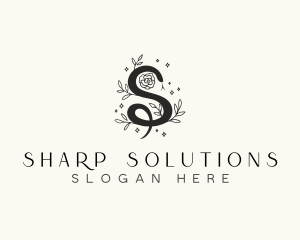 Floral Leaf Snake Letter S logo design