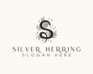 Floral Leaf Snake Letter S logo design