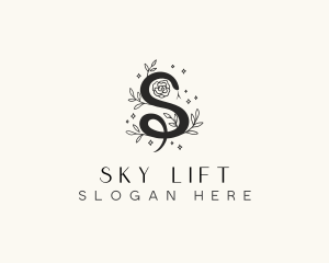 Floral Leaf Snake Letter S logo design