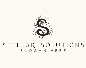 Floral Leaf Snake Letter S logo design