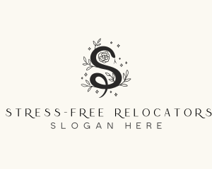 Floral Leaf Snake Letter S logo design