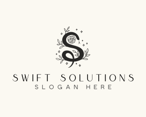 Floral Leaf Snake Letter S logo design