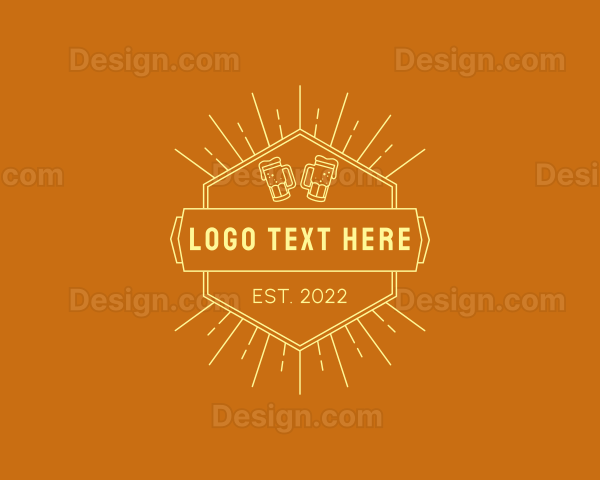 Liquor Beer Bar Hexagon Logo