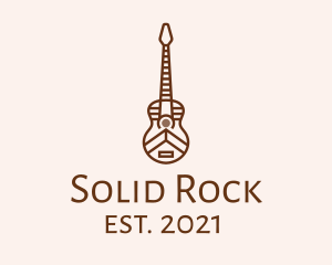 Minimalist Wooden Guitar logo design