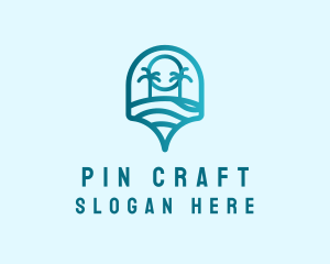 Vacation Palm Map Pin logo design