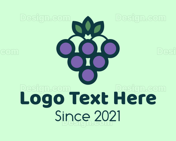 Organic Grapes Fruit Logo